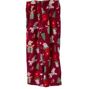 Carter's Girl Fleece Christmas Llama Pajama Sleep Pants Size 10/10A Red